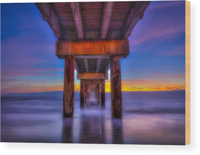 Clouds Wood Print featuring the photograph Daybreak At The Pier by Marvin Spates