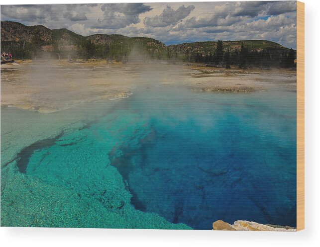 Grand Prismatic Spring Midway Yellowstone National Park Wyoming Mountain Landscape Posters Wood Print featuring the photograph Deep Blue by Harry Spitz