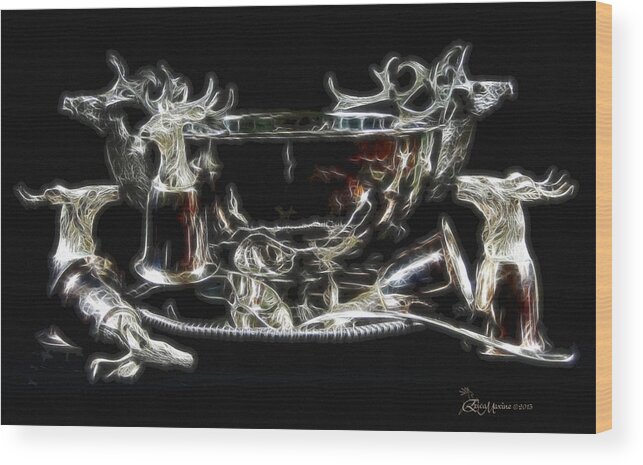 Punch Bowl Wood Print featuring the photograph Deer Punch Bowl Set by Ericamaxine Price