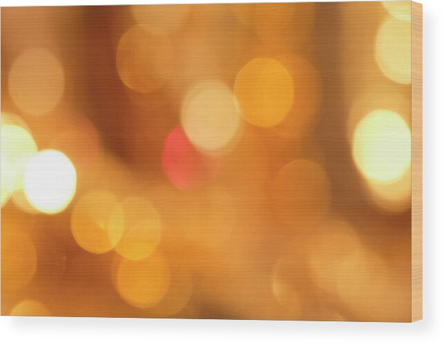 Orange Color Wood Print featuring the photograph Defocused Yellow Lights by Gm Stock Films