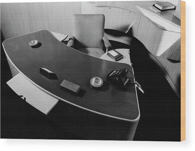 Designer Wood Print featuring the photograph Desk By Industrial Designer Alexander Girard by Elmer L. Astleford