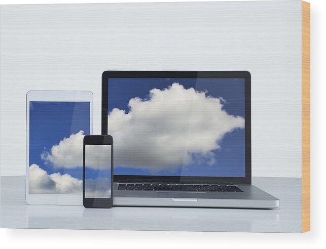 White Background Wood Print featuring the photograph Digital cloud by John Lamb