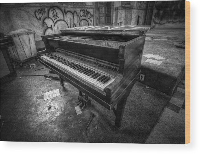 Piano Wood Print featuring the photograph Dirty tunes. by Rob Dietrich