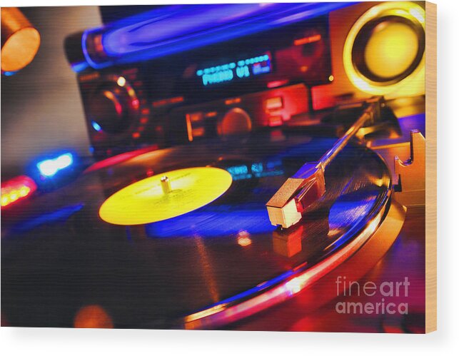 Dj Wood Print featuring the photograph DJ 's Delight by Olivier Le Queinec