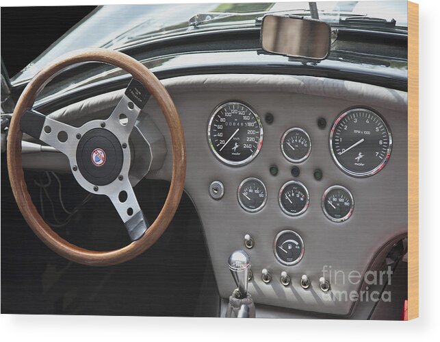 Heiko Wood Print featuring the photograph DN-Cobra Oldtimer Steering Wheel by Heiko Koehrer-Wagner