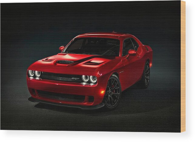 Dodge Wood Print featuring the photograph Dodge Challenger S R T Hellcat by Movie Poster Prints