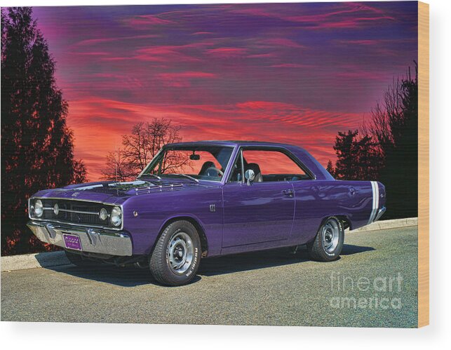 Dodge Wood Print featuring the photograph Dodge GTS Sunset by Randy Harris