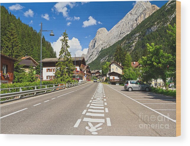 Alpine Wood Print featuring the photograph Dolomiti - Penia village in Val di Fassa by Antonio Scarpi
