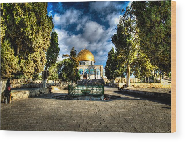 Dome Of The Rock Wood Print featuring the photograph Dome of the Rock HDR by David Morefield