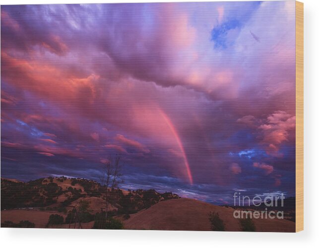 Clouds Wood Print featuring the photograph Double Rainbow by Paul Gillham