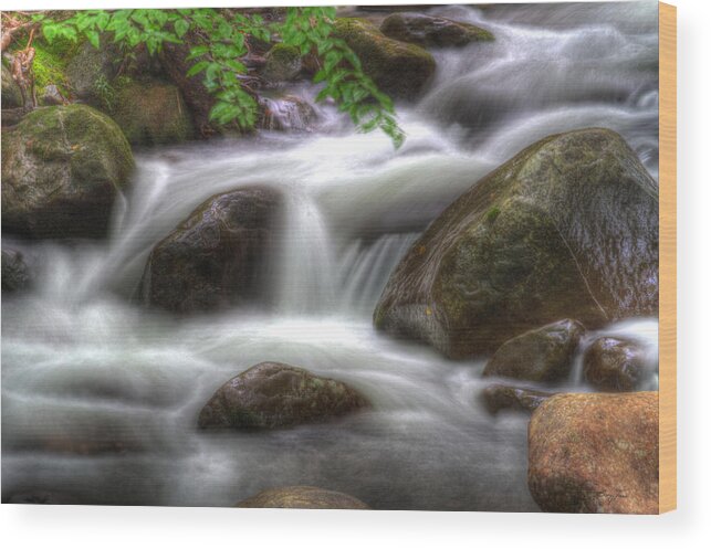 Rocks Wood Print featuring the photograph Downstream Flow by Barry Jones