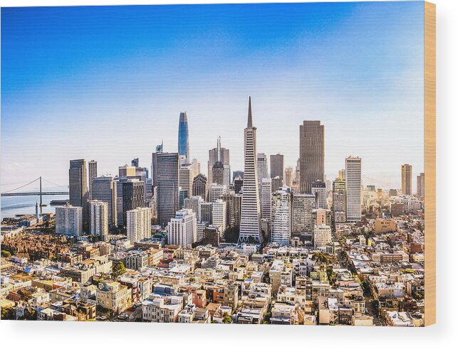 San Francisco Wood Print featuring the photograph Downtown San Francisco by Georgeclerk