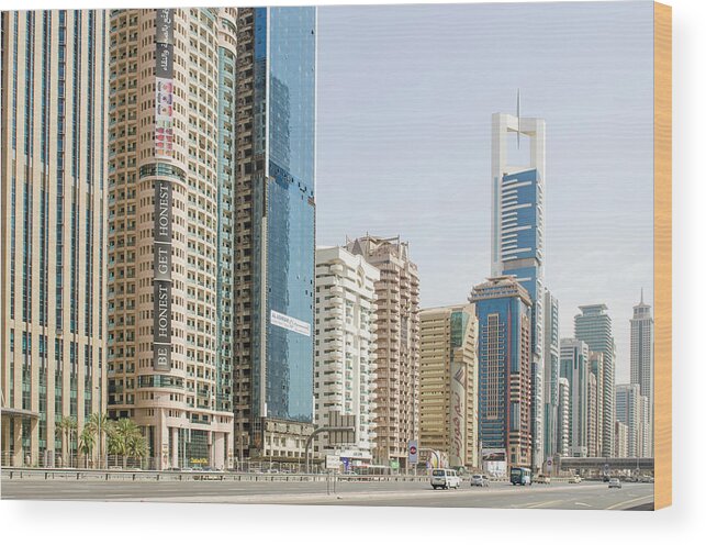City Wood Print featuring the photograph Downtown Skyline Of Dubai, United Arab by Michael Defreitas