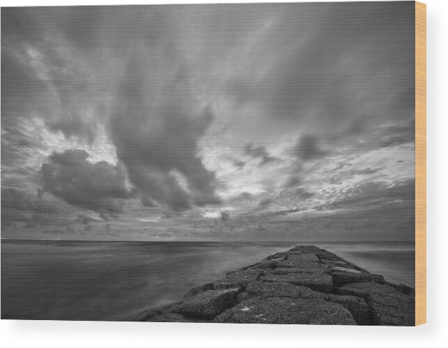 Cloud Wood Print featuring the photograph Dramatic Skies Over Galveston Jetty by Todd Aaron