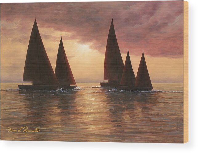 Sailboats Wood Print featuring the painting Dream Sails by Diane Romanello