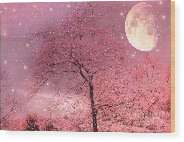 Dreamy moon fairytale night landscape round fantasy stickers