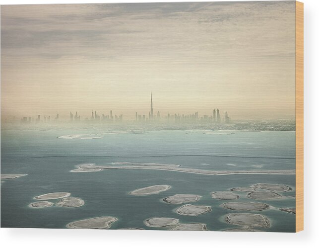 Arabia Wood Print featuring the photograph Dubai Downtown Skyscrapers And Office by Leopatrizi