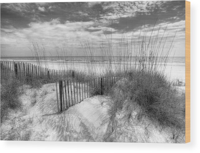 Clouds Wood Print featuring the photograph Dune Fences by Debra and Dave Vanderlaan