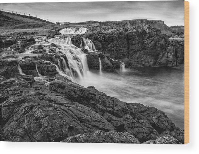 Dunseverick Wood Print featuring the photograph Dunseverick Waterfall by Nigel R Bell