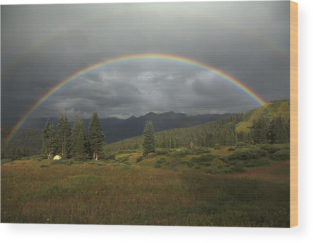 Colorado Wood Print featuring the photograph Durango Double Rainbow by Alan Vance Ley