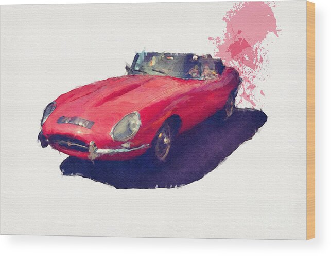 Jaguar Wood Print featuring the digital art E Type by Roger Lighterness