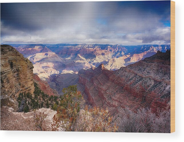 Grand Canyon Wood Print featuring the photograph Early Clouds Over Hopi Point by Lisa Spencer
