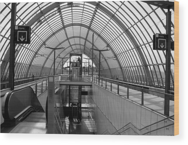 Station Wood Print featuring the photograph Early morning in Station Sloterdijk in Amsterdam by Jolly Van der Velden