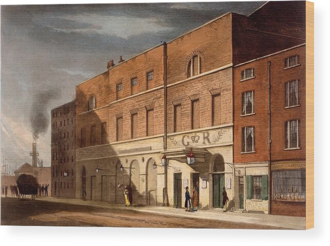 East London Theatre Wood Print featuring the drawing East London Theatre, Formerly The by Daniel Havell