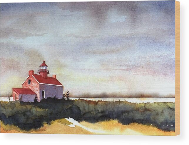 Lighthouse Wood Print featuring the painting East Point Lighthouse by William Renzulli