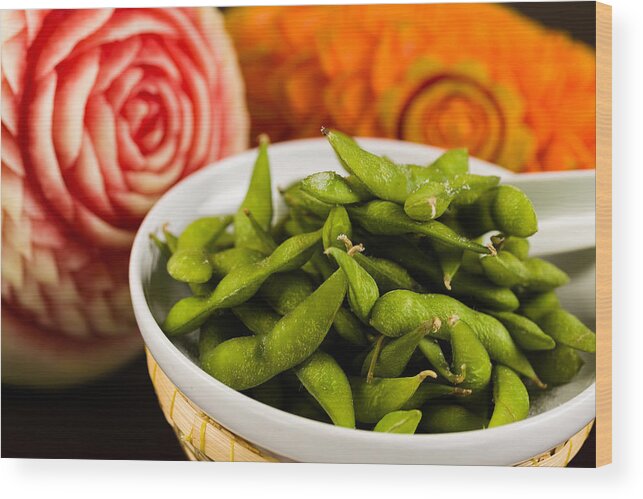 Asian Wood Print featuring the photograph Edamame by Raul Rodriguez