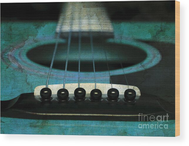 Abstract Wood Print featuring the photograph Edgy Abstract Eclectic Guitar 1 by Andee Design