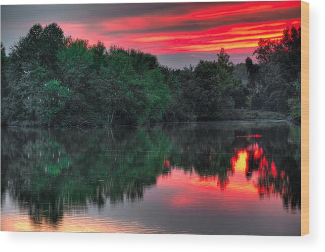 Sunset Wood Print featuring the photograph Egret Cove Sunset by William Jobes