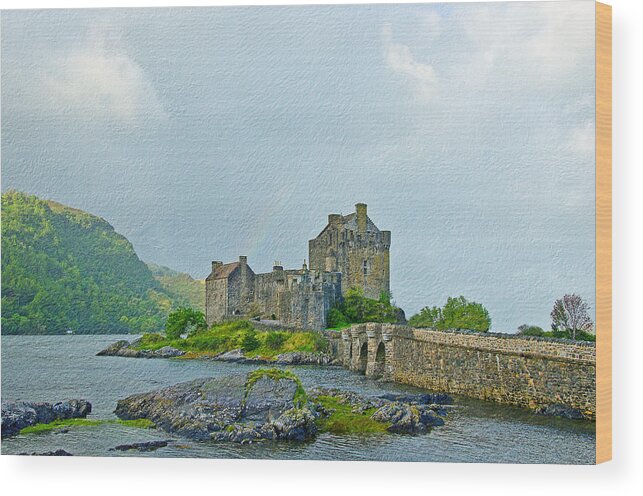 Eilean Donan Castle Wood Print featuring the photograph Eilean Donan Castle Textured 2 by Chris Thaxter