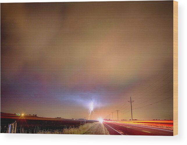 Lightning Wood Print featuring the photograph Electrical Charged Green Lightning Thunderstorm by James BO Insogna