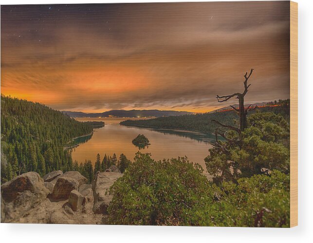 Twighlight Wood Print featuring the photograph Emerald Bay Tahoe by Bert Peake