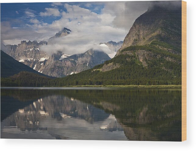 Clouds Wood Print featuring the photograph Enchanting Swiftcurrent by Mark Kiver