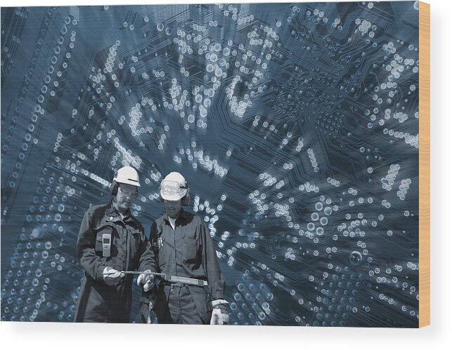 Engineers Wood Print featuring the photograph Engineers In A Futuristic World by Christian Lagereek