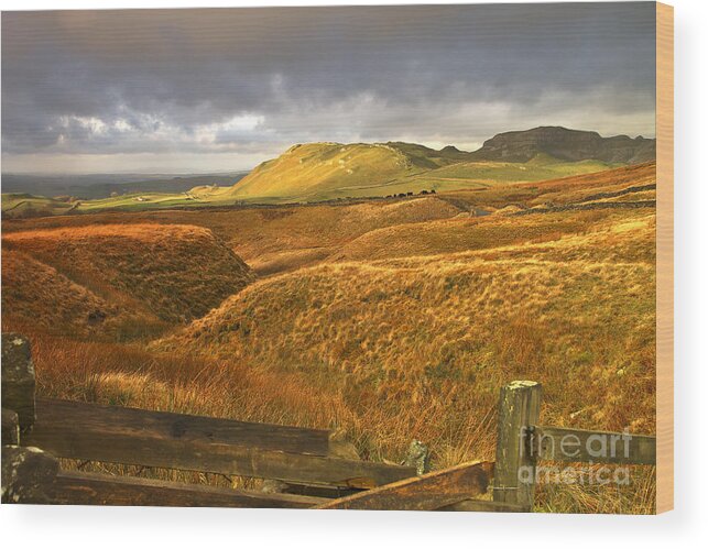 Yorkshire Landscape Wood Print featuring the photograph English Moorland Landscape by Martyn Arnold