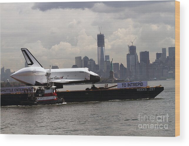 Space Shuttle Wood Print featuring the photograph Enterprise to the Intrepid Air and Space Museum by Steven Spak