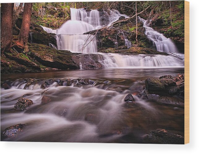 Cascade Wood Print featuring the photograph Ethereal Flow Garwin Falls Milford NH by Jeff Sinon