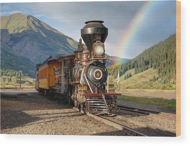 Steam Train Photographs Photographs Photographs Wood Print featuring the photograph Eureka Rainbow by Ken Smith