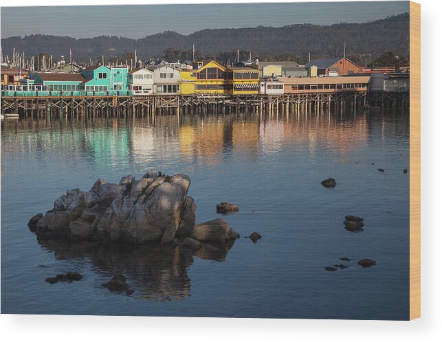 Tranquility Wood Print featuring the photograph Evening Light On Fishermans Wharf by Karen Desjardin