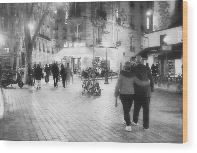 Evening Wood Print featuring the photograph Evening stroll in Paris by Hugh Smith