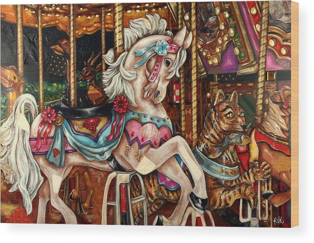Carousel Art Wood Print featuring the mixed media Everybody Loves Ruby by Katia Von Kral