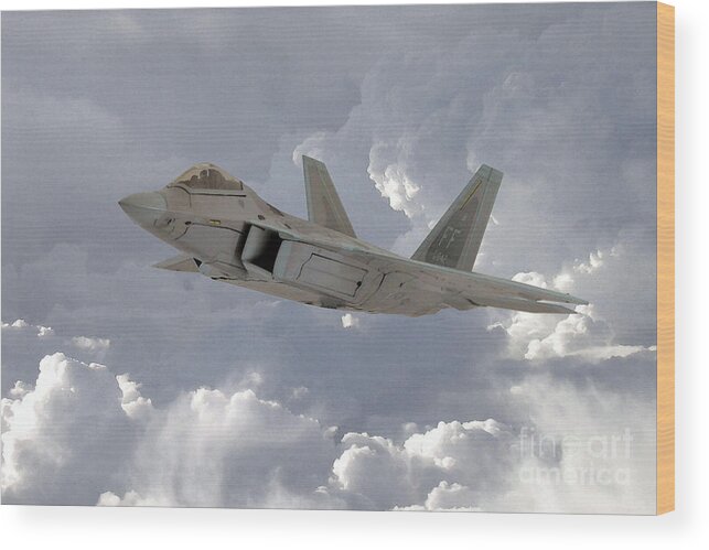 F22 Raptor Wood Print featuring the digital art F-22 Raptor by Airpower Art