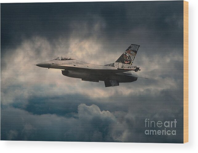 F1- Fighting Falcon Wood Print featuring the digital art F16 Tiger by Airpower Art