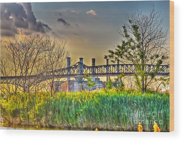 Hdr Wood Print featuring the photograph Factory by PatriZio M Busnel