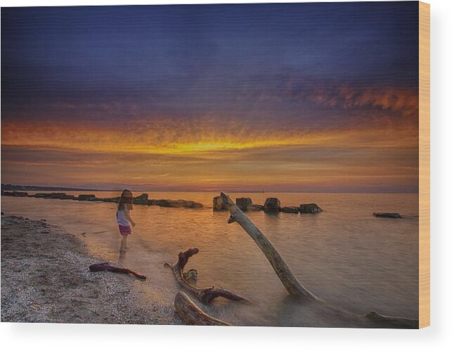 Sunset Wood Print featuring the photograph Fading away by Oltjon Mema