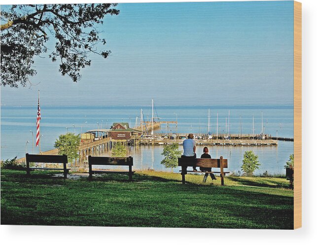 Fairhope Wood Print featuring the painting Fairhope Alabama Pier by Michael Thomas