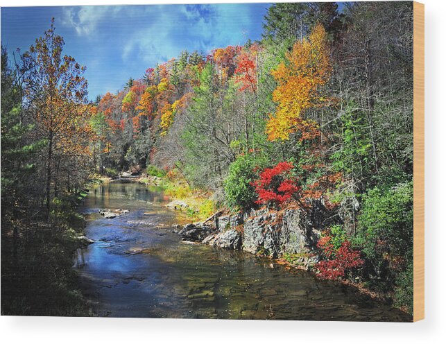 Fall Wood Print featuring the photograph Fall Along the Linville River by Lynn Bauer